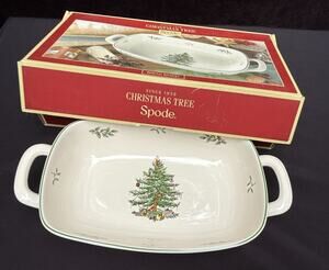Spode Christmas Tree Oval Bread Basket 14" Festive Holiday Serve Ware MIB!